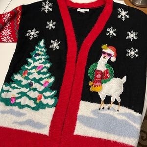 99 Jane Street NWOT Open Cardigan Christmas Sweater Llama size Large